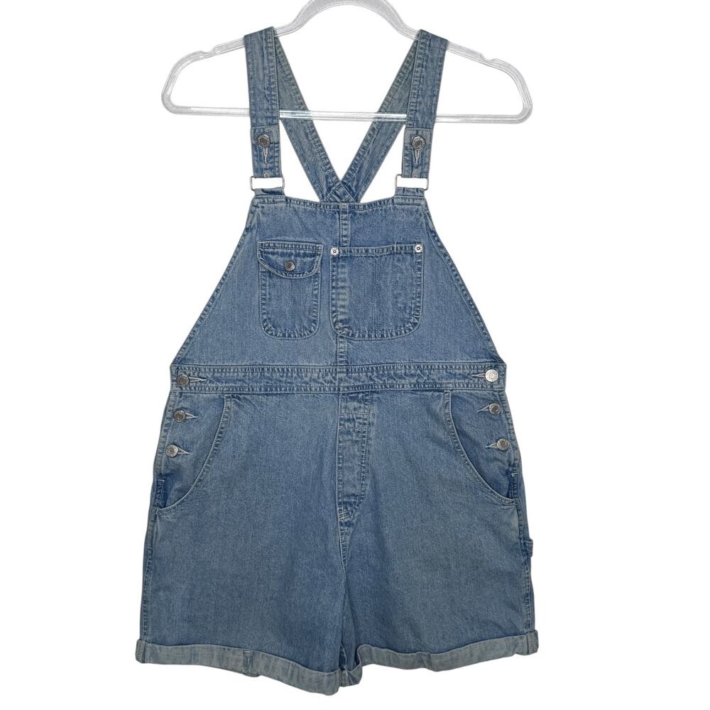 1990s Gap Denim Shortalls Overalls Light Wash Blue Made In Hong Kong Cotton M